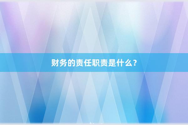财务的责任职责是什么？